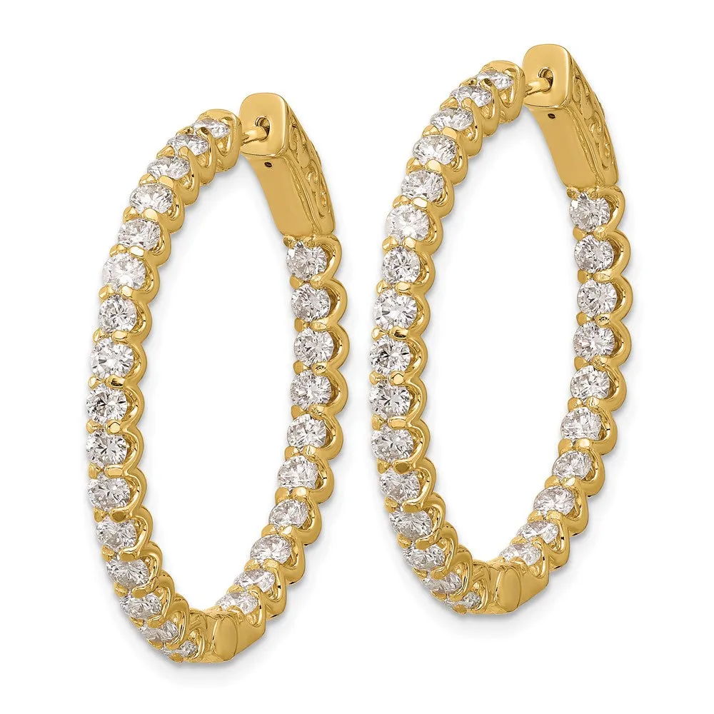 Gold 3.1ct 52-2.5mm In/Out Oval Hoop with Safety Clasp Diamond Earrings - Model XE3266AA