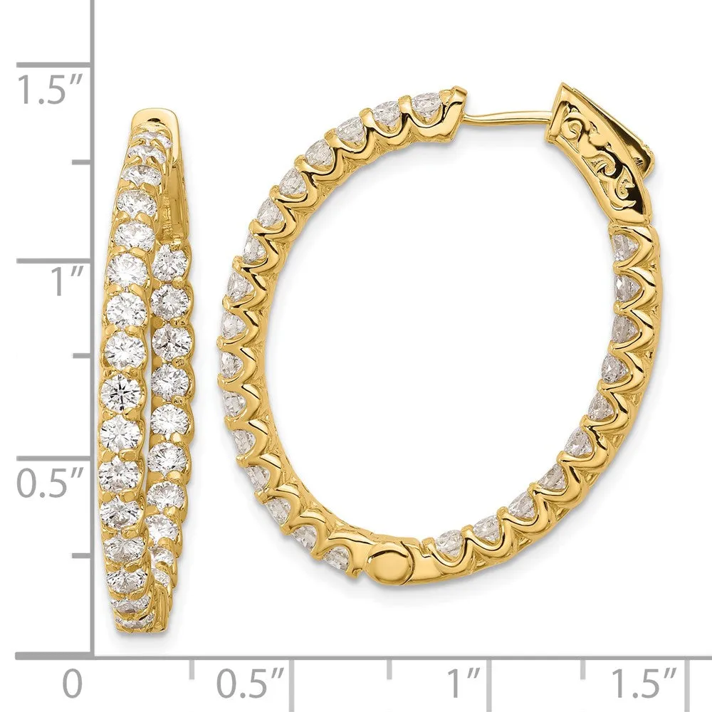 Gold 3.1ct 52-2.5mm In/Out Oval Hoop with Safety Clasp Diamond Earrings - Model XE3266AA