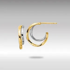 Gold Diamond Cut J-Hoop Earrings - Model YE1919