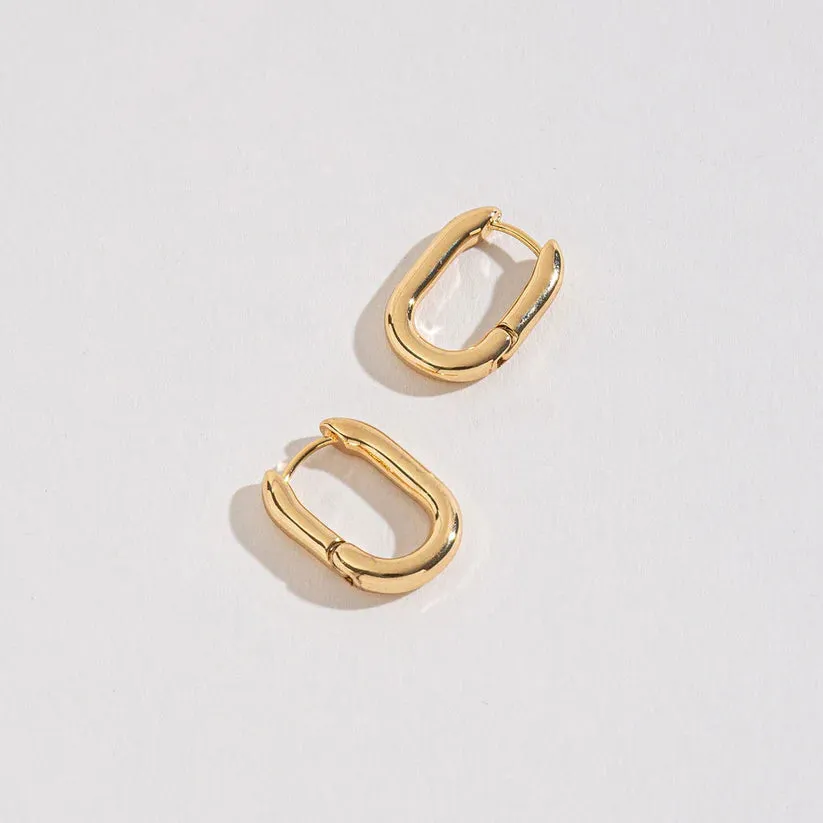 Gold Link Medium Hoop Earrings