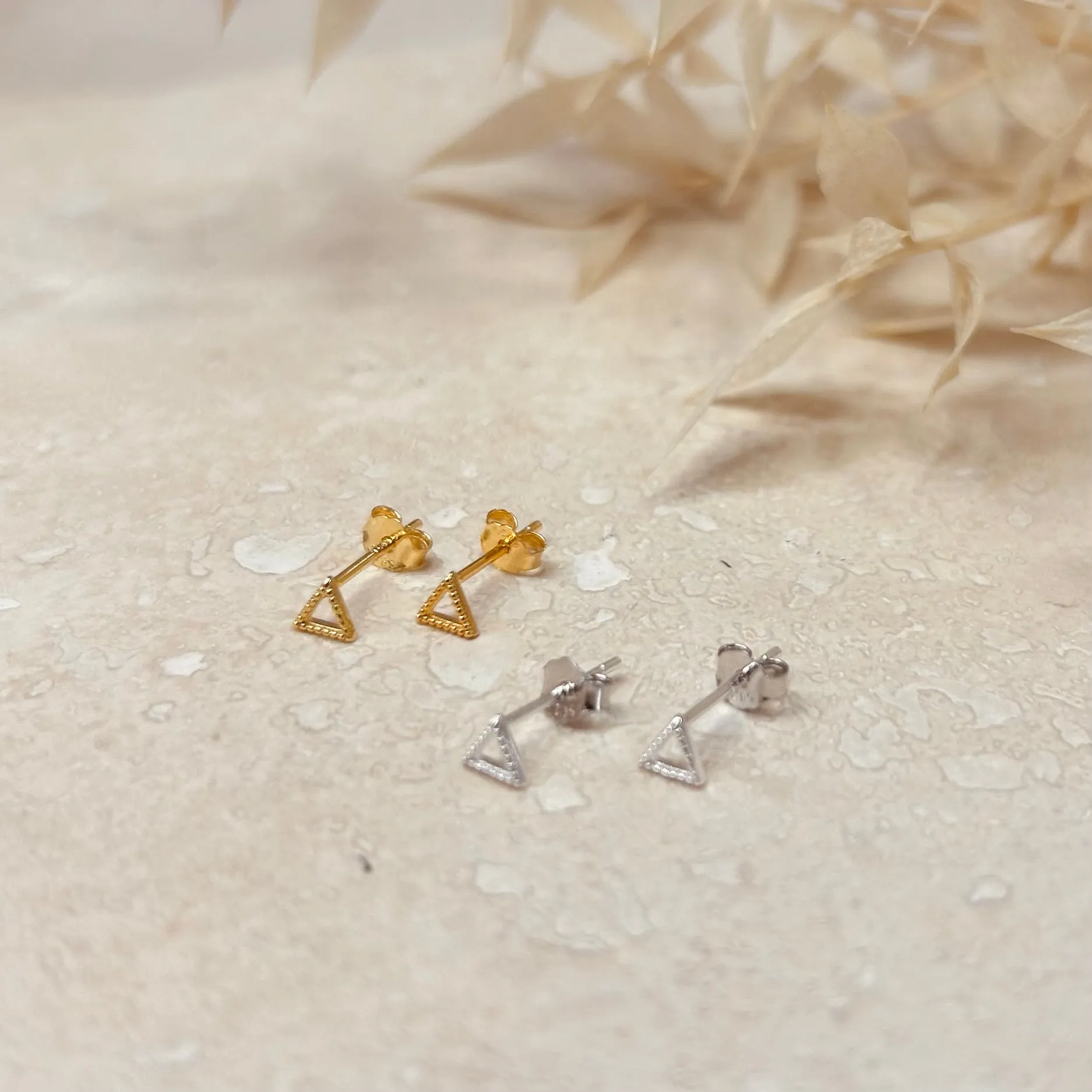 Gold or Silver Triangle Outline Studs