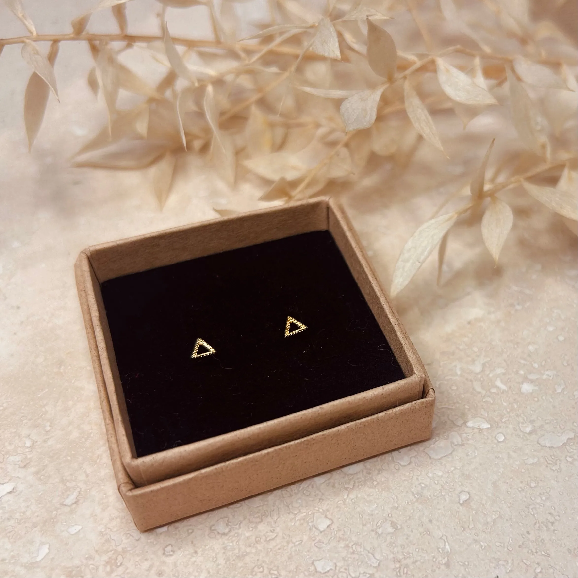 Gold or Silver Triangle Outline Studs