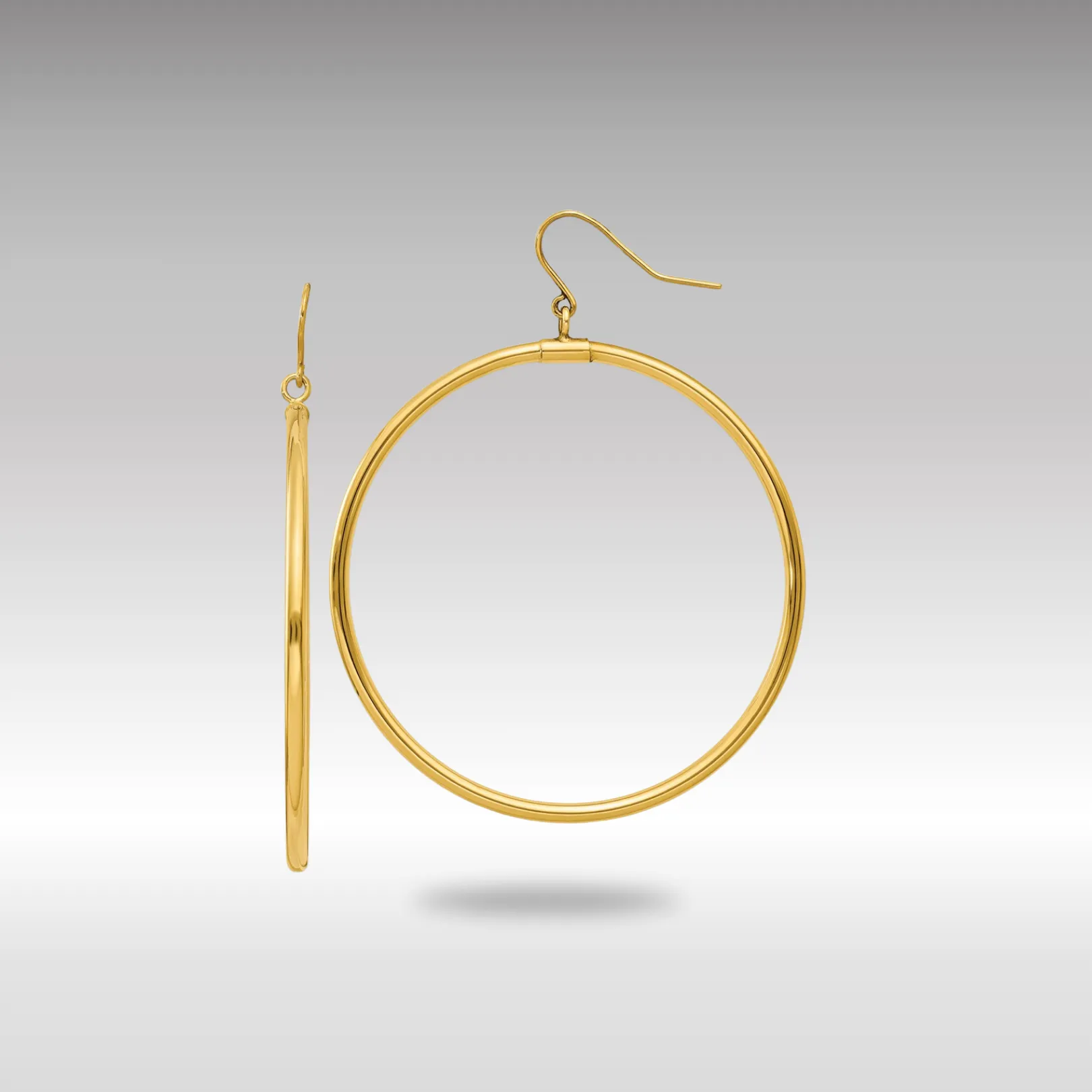 Gold Tube Hoop Dangle Earrings - Model TE509