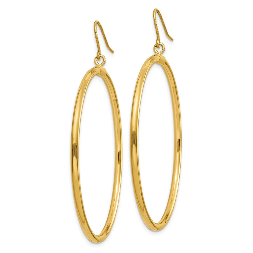 Gold Tube Hoop Dangle Earrings - Model TE509