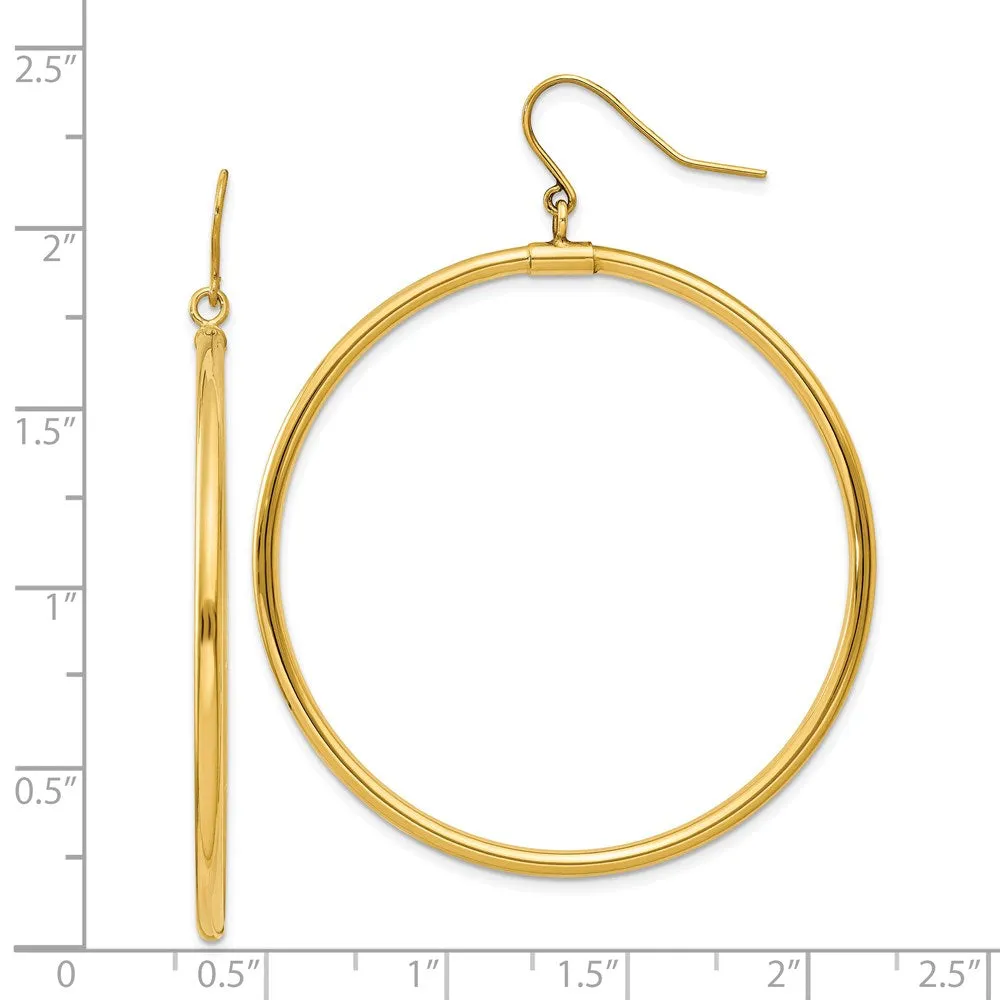 Gold Tube Hoop Dangle Earrings - Model TE509