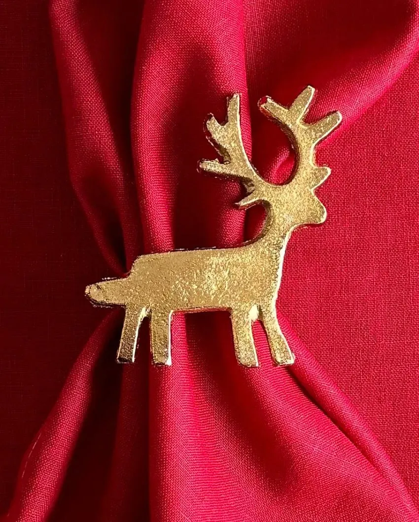 Golden Reindeer Napkin Rings | Set of 4