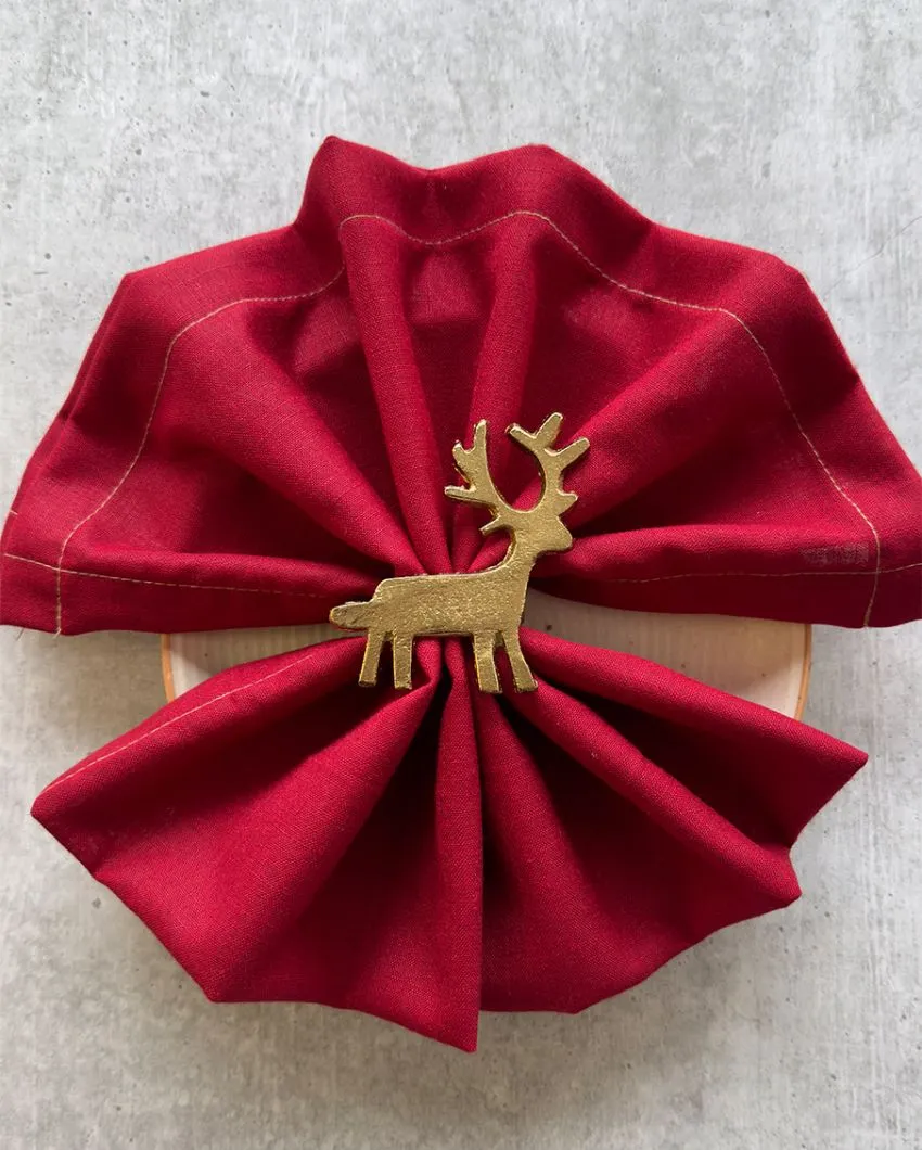 Golden Reindeer Napkin Rings | Set of 4