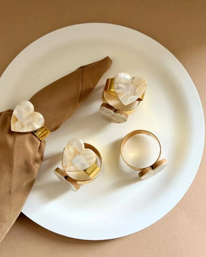 Heart-Shaped Mother Of Pearl Napkin Rings | Set Of 6