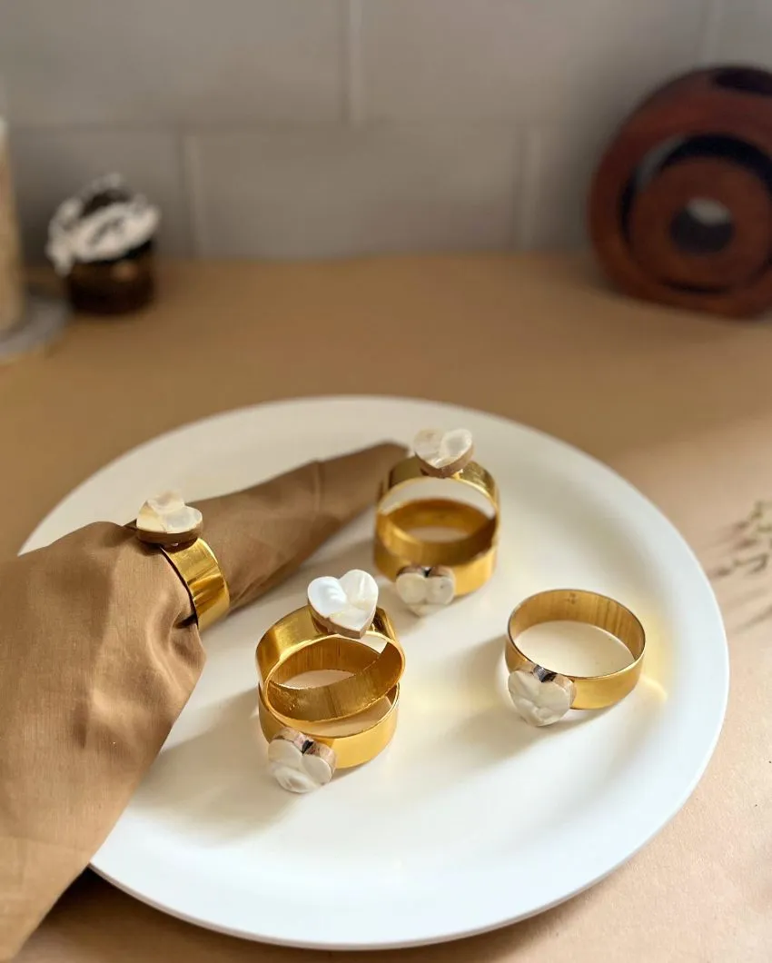 Heart-Shaped Mother Of Pearl Napkin Rings | Set Of 6