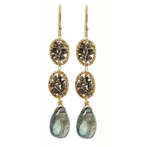 Hematite and Labradorite Earrings 3025 by Michelle Pressler Jewelry