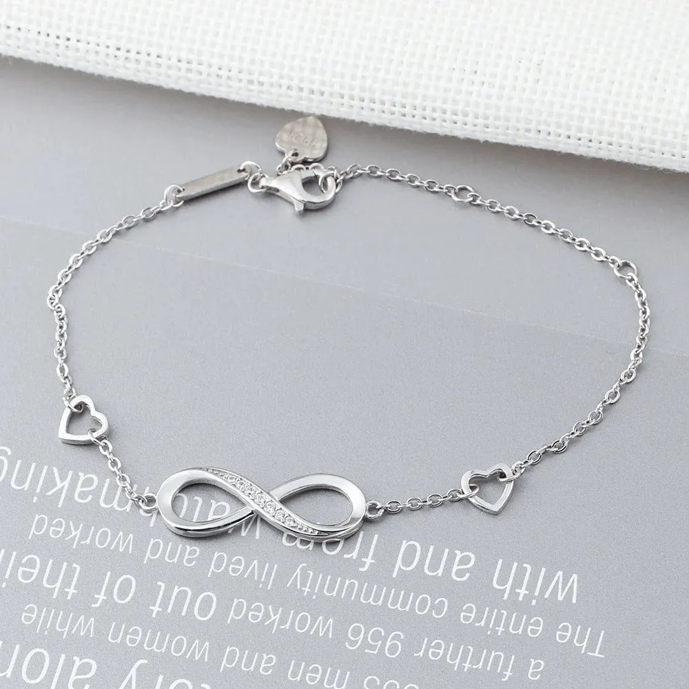 Infinity Silver CZ Women's Bracelet