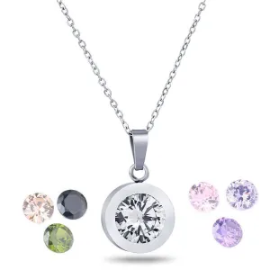 Interchangeable 8 stone necklace 316L Stainless Steel DIY Crystal Charm Pendants Necklaces