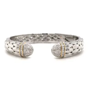 Italian Sterling Silver Diamond Bracelet with Yellow Gold Accents