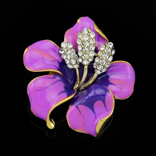 lackingone *2017 christmas gift Enamel Brooch Rhinestone Crystal Lily Flower brooches for women Jewelry Birthday Gift