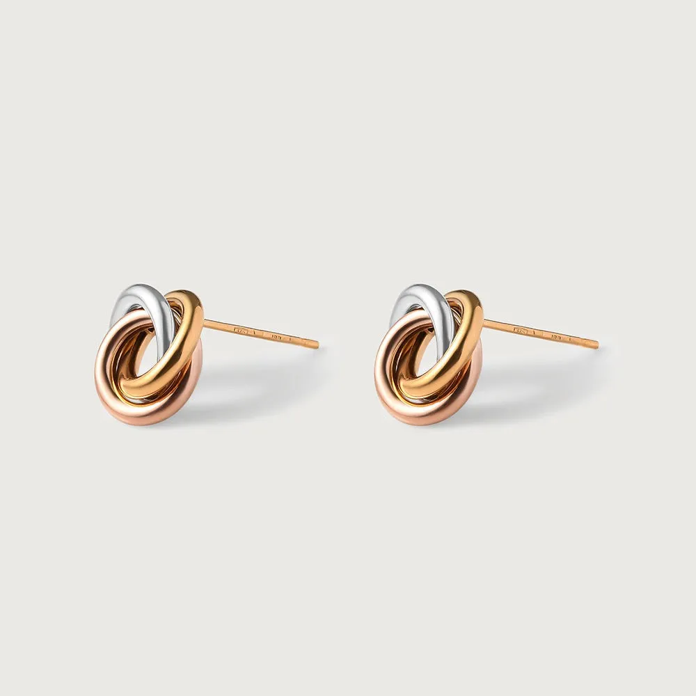 Lucky Rings Triple 9K Gold Knot Earrings