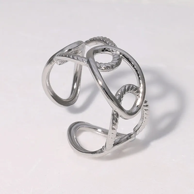 Luxurious Open Ring Ellipse Geometric Stainless Steel Electroplating Rings