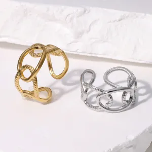 Luxurious Open Ring Ellipse Geometric Stainless Steel Electroplating Rings