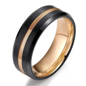 Luxurious Rose Gold & Black Tungsten Men's Wedding Band