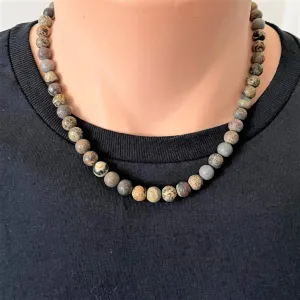 Matte Artistic Stone Mens Beaded Necklace