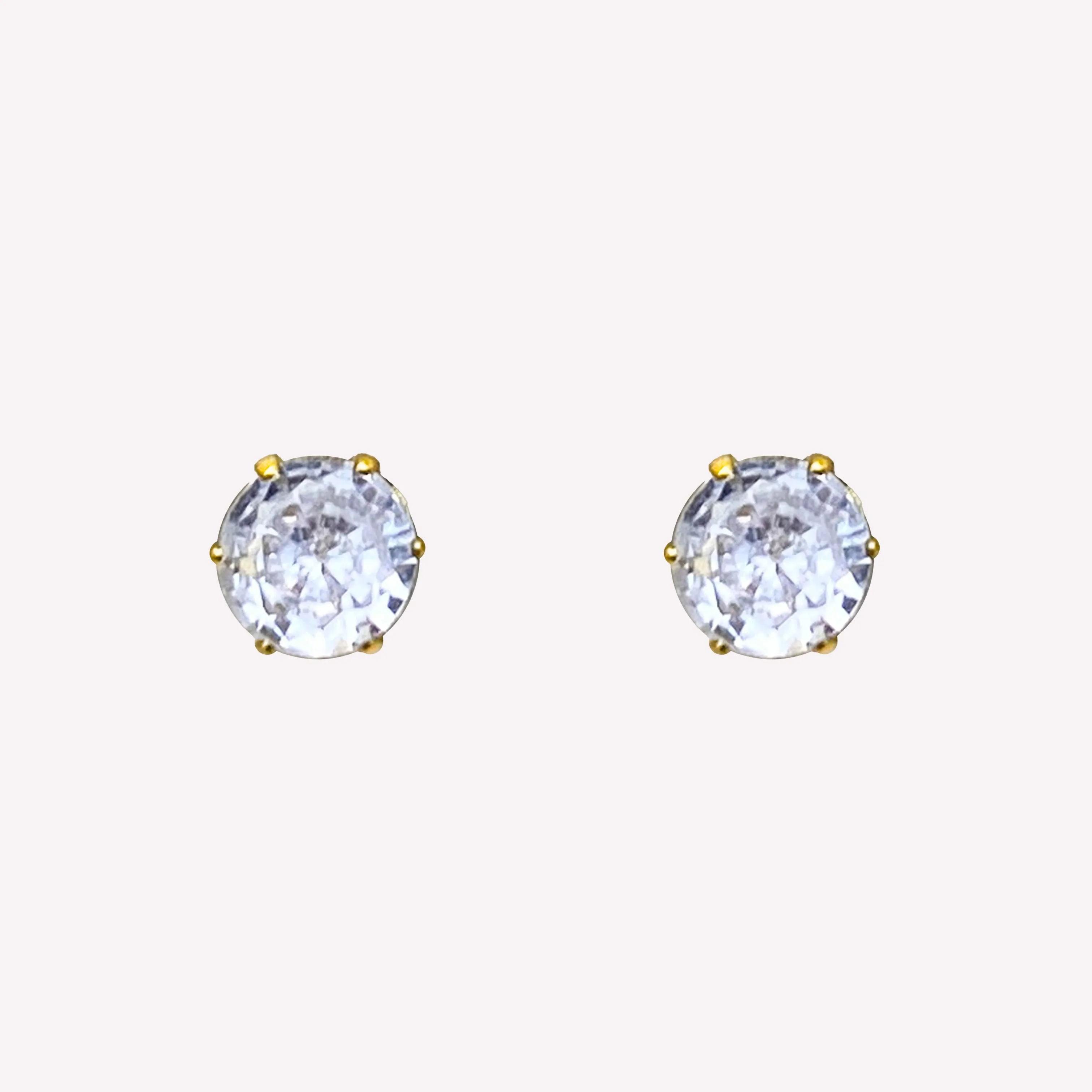 MEDIUM RHINESTONE STUD EARRINGS IN GOLD