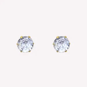 MEDIUM RHINESTONE STUD EARRINGS IN GOLD