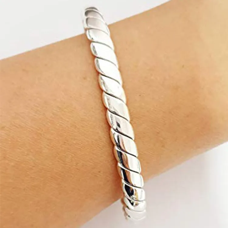 Men's 7mm Sterling Silver Bangle Bracelet | Handmade Durable Solid Silver Bracelet