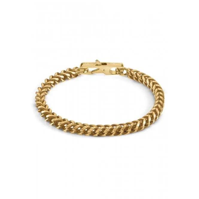 Mens Gold-tone Plated Black Chain Bracelet UMB01338YGL