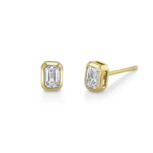 Mini Emerald Cut Diamond Studs