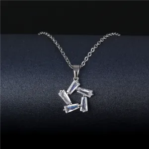 Minimalist Geometric Titanium Steel Diamond Inlay Necklaces