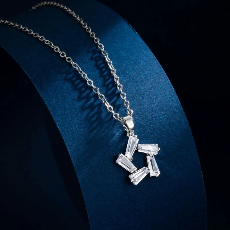 Minimalist Geometric Titanium Steel Diamond Inlay Necklaces