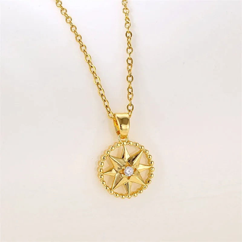 Minimalist Octagram Star Stainless Steel Electroplating Necklaces