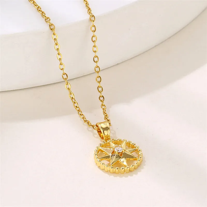 Minimalist Octagram Star Stainless Steel Electroplating Necklaces