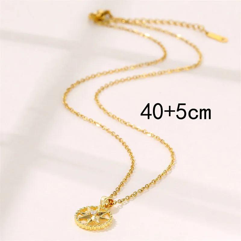 Minimalist Octagram Star Stainless Steel Electroplating Necklaces