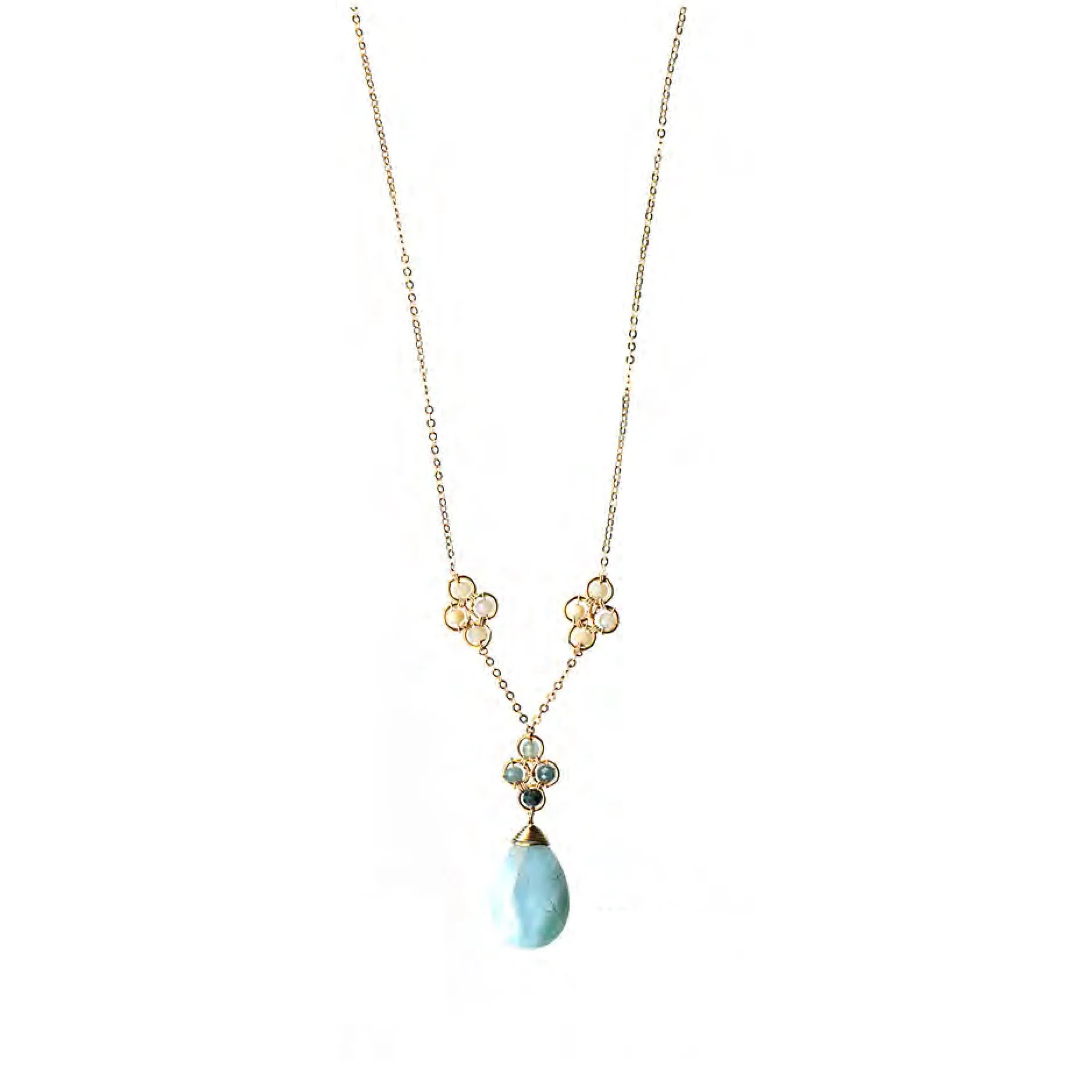 Necklace 5271 with Larimar Grandidierite and Opal by Michelle Pressler