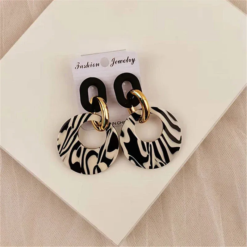 New Acrylic Geometric Leopard Circle Dangle Earrings Korean Statement Earring Girls Earring