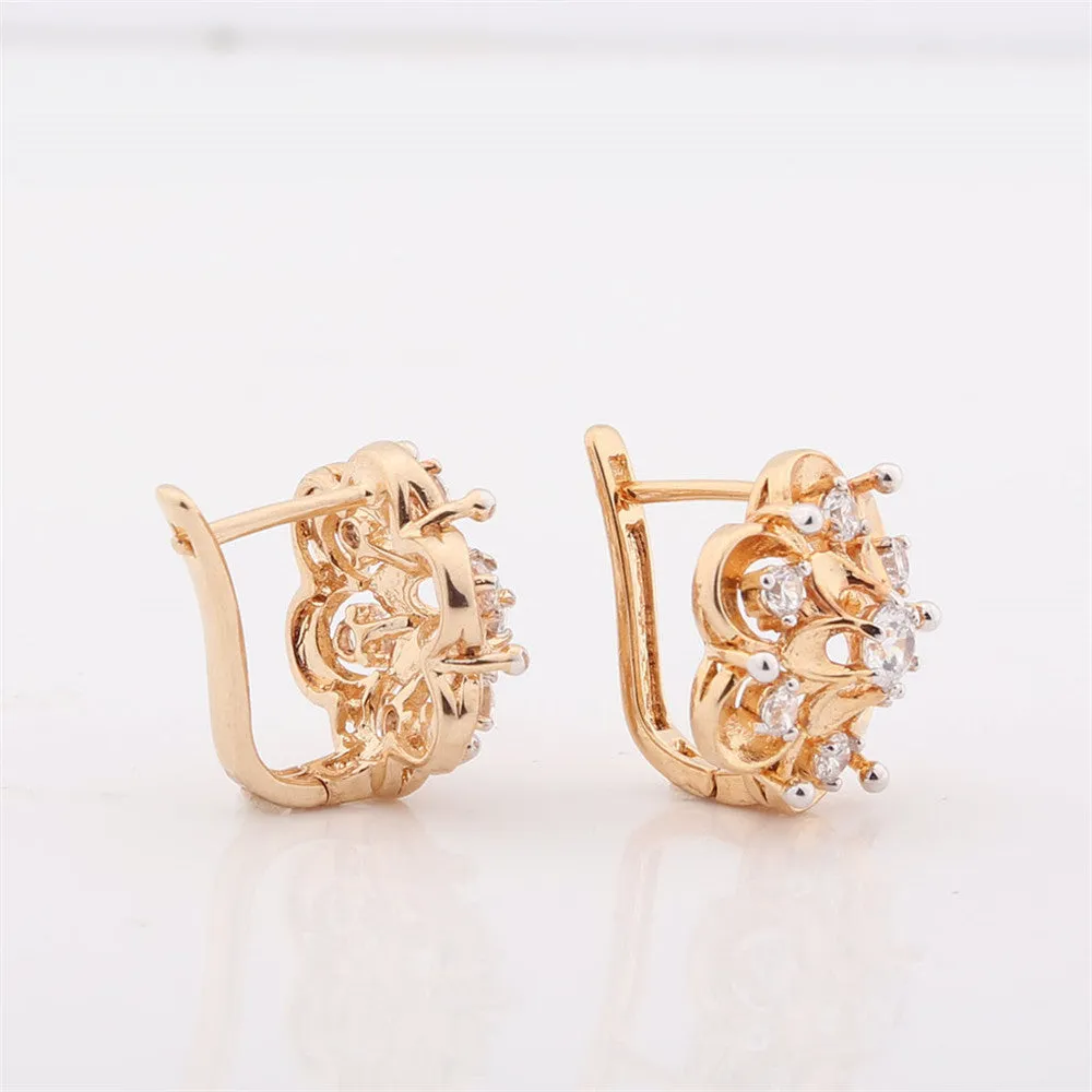 Newest Exquisite Flower Hoop Earing Fashion Jewelry AAA Zirconia Stones Earrings for Women Valentine's Day Gift