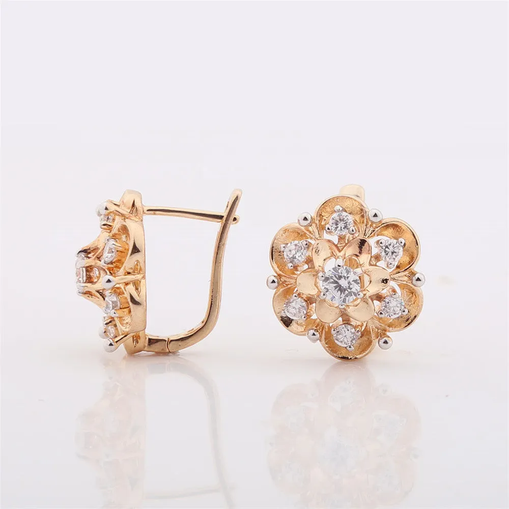 Newest Exquisite Flower Hoop Earing Fashion Jewelry AAA Zirconia Stones Earrings for Women Valentine's Day Gift