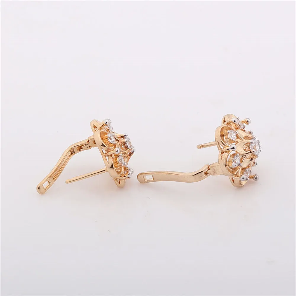 Newest Exquisite Flower Hoop Earing Fashion Jewelry AAA Zirconia Stones Earrings for Women Valentine's Day Gift