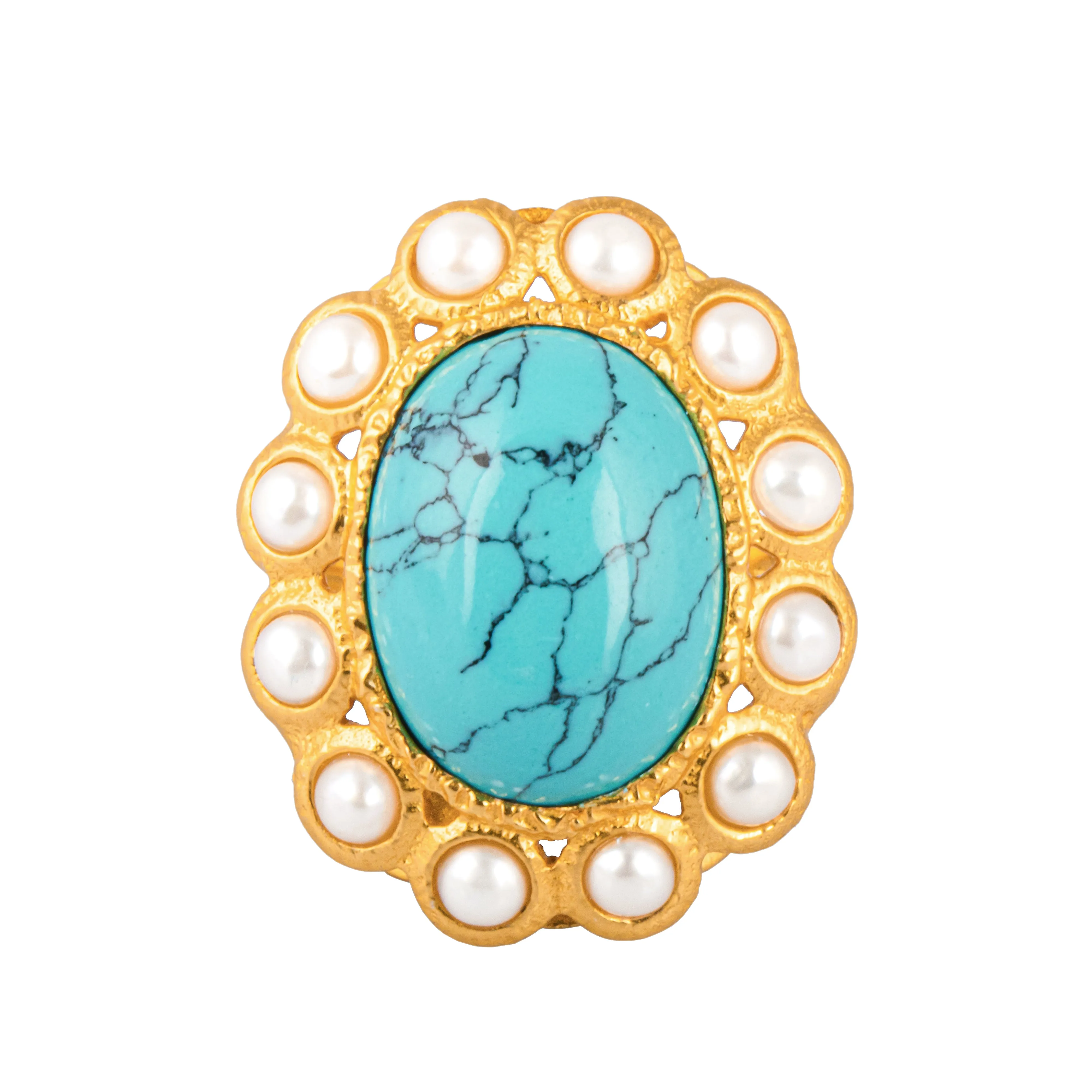 Oceana Ring Turquoise & Pearls