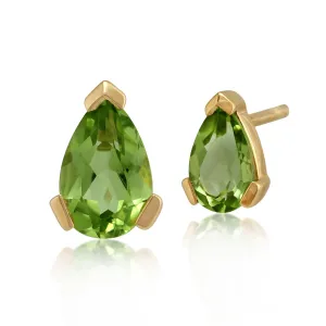 Peridot Ohrringe, 9 Karat Gelbgold 0.72ct Karat PERIDOT Einzel Stein Birne Ohrstecker 6.5x4mm