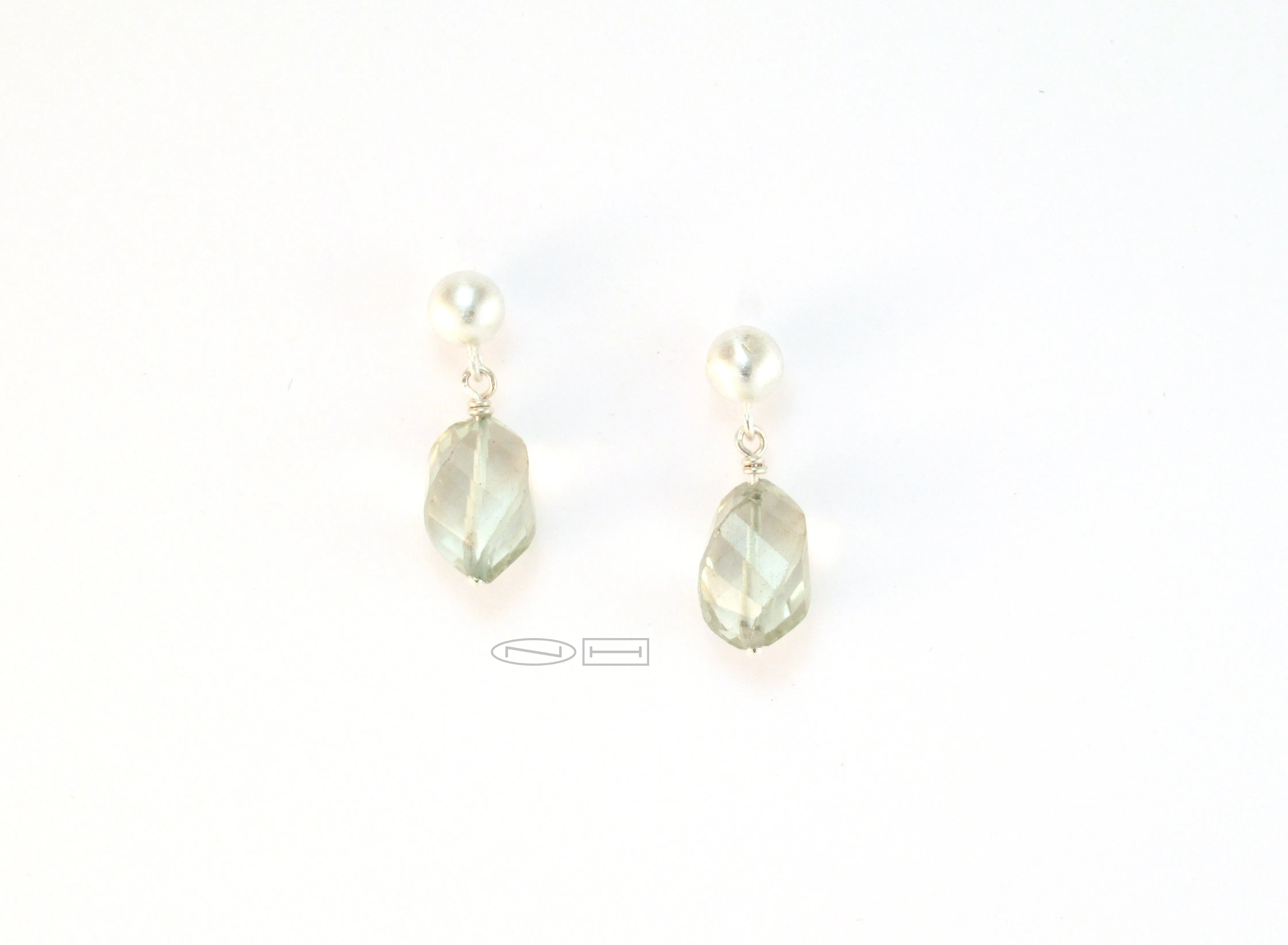 Prasiolite facetted bead stud dangles