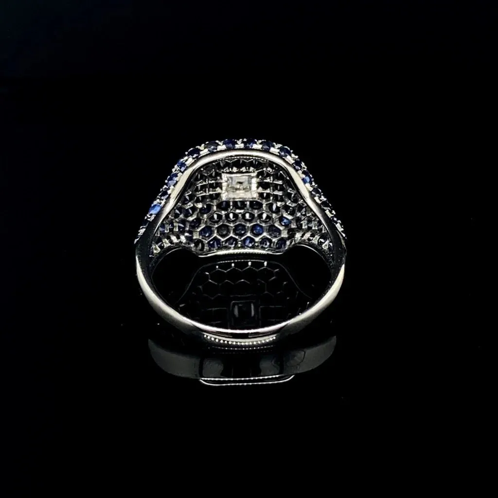 PREORDER | Blue Sapphire Gemstones Paved Diamond Ring 14kt