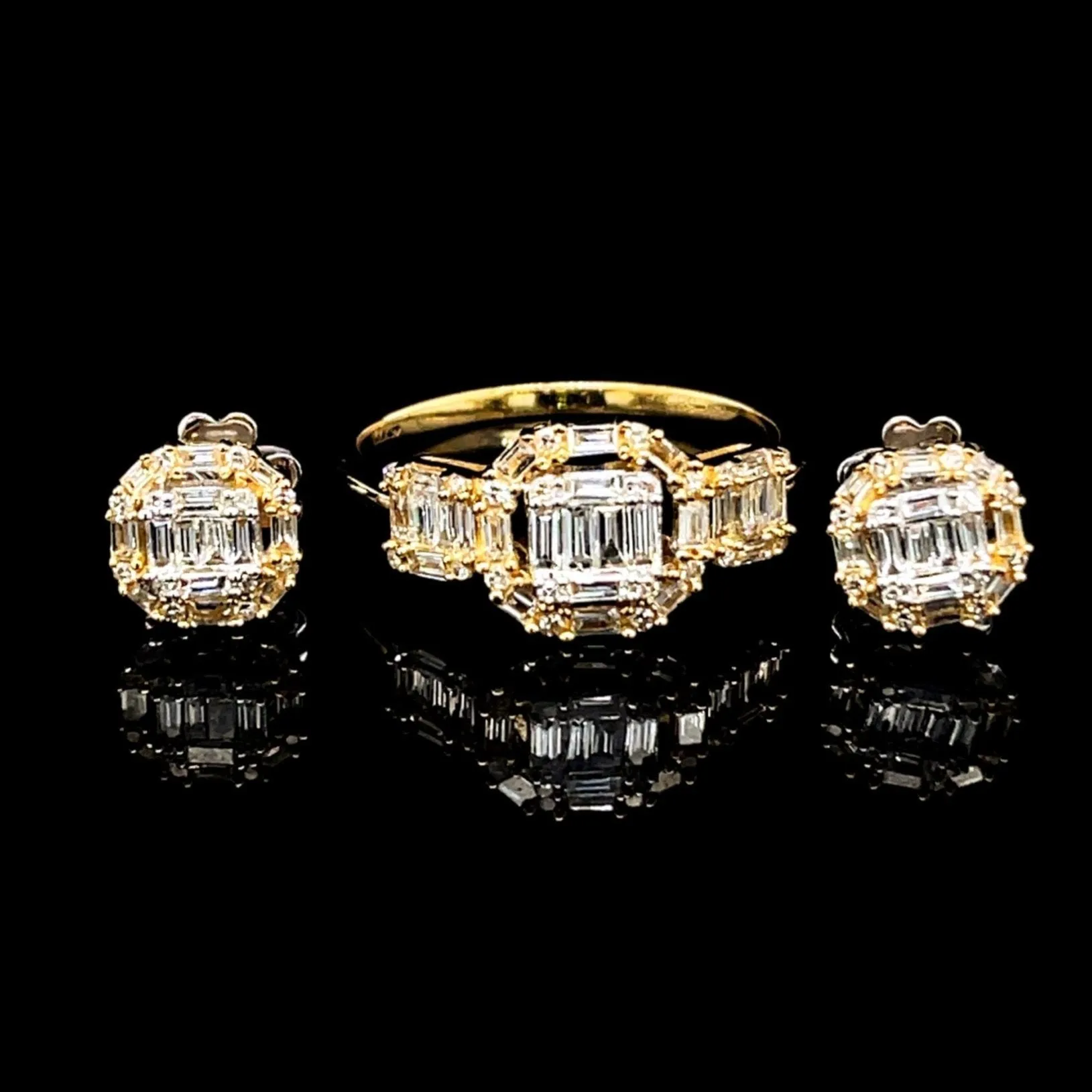 PREORDER | Gold Cushion Cathedral Diamond Jewelry Set 14kt