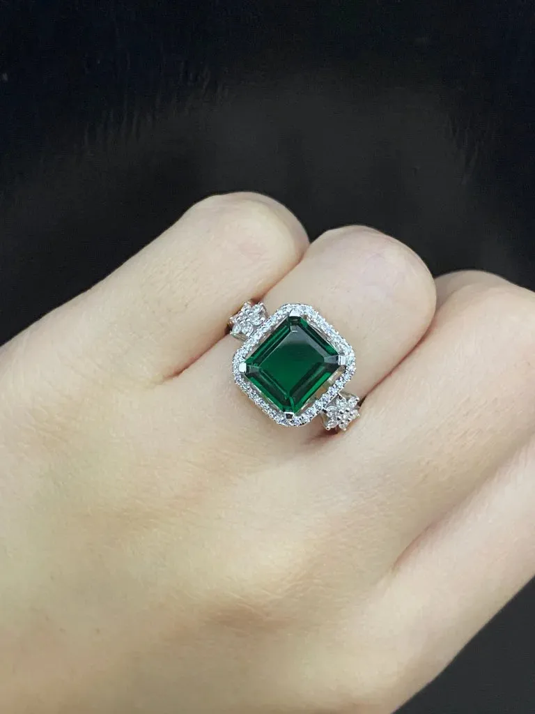 PREORDER | Infinity Band Green Emerald Gemstones Diamond Ring 14kt