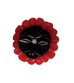 Red & Black Retrolite Flower Pin by Classic Hardware