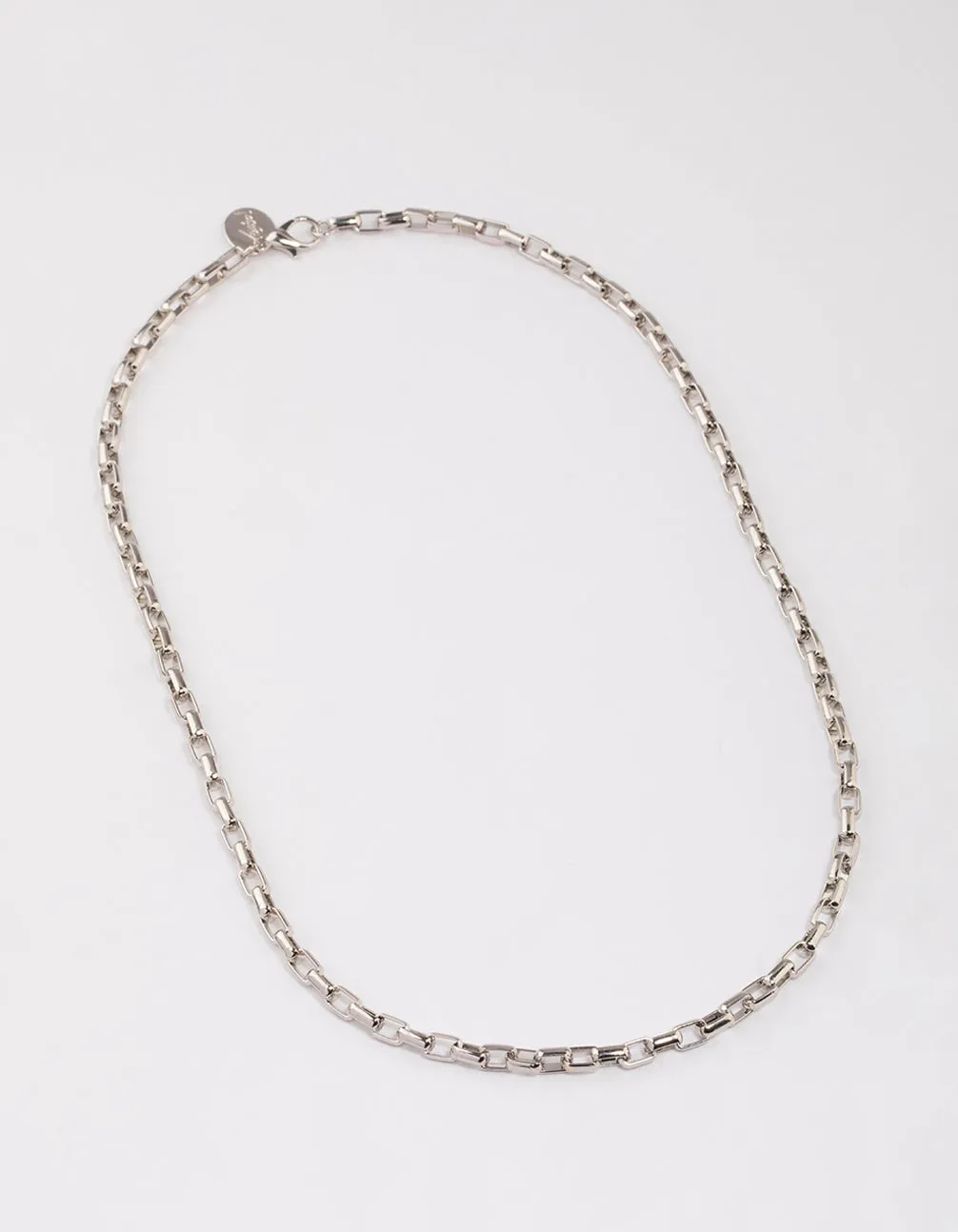 Rhodium Statement Box Chain Necklace