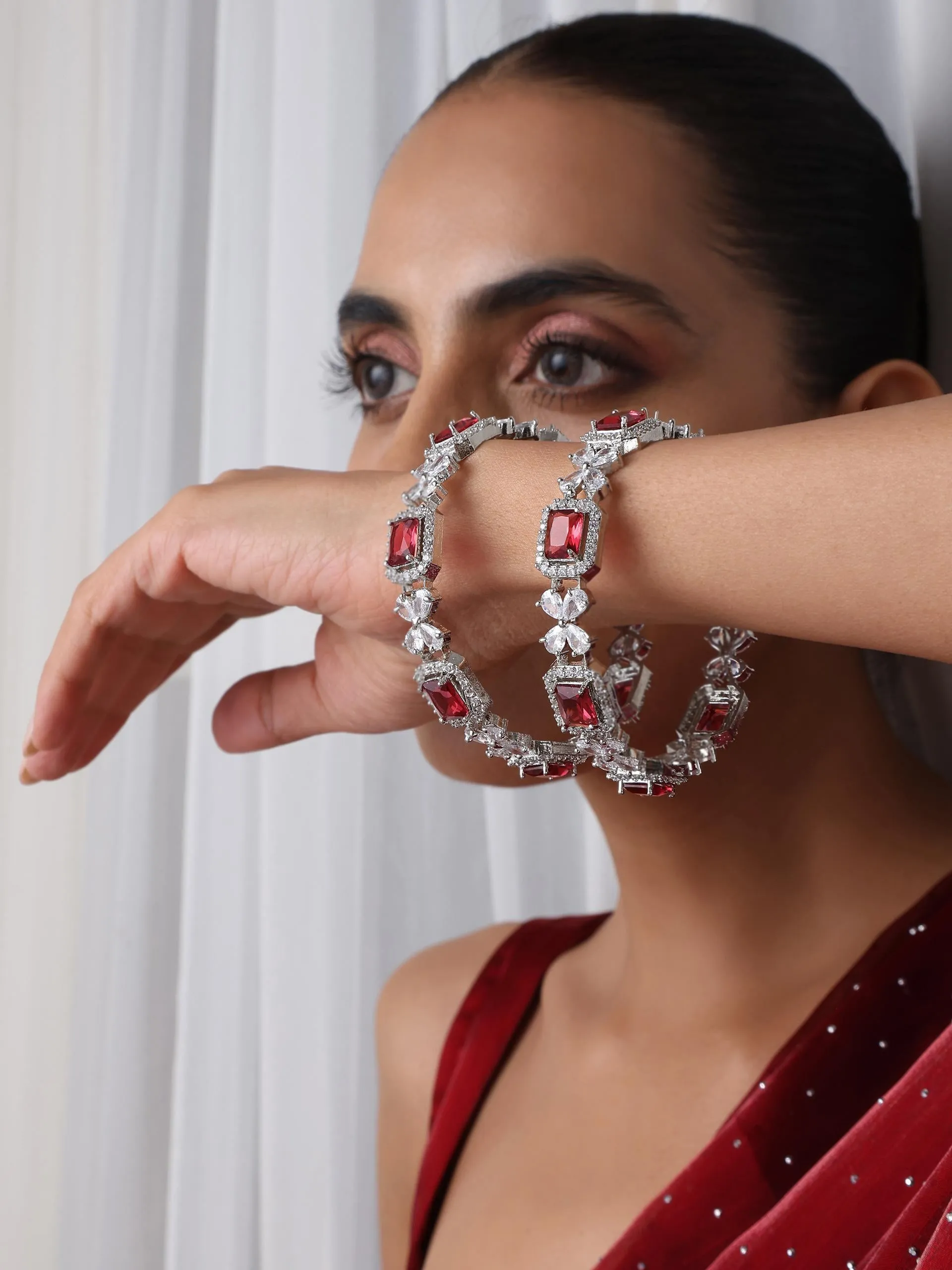 Ruby American Diamond Pair of Bangles