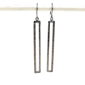 Silver rectangular loop earring