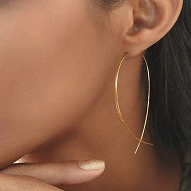 Simple fashion gold color Silver plated geometric big round earrings for women fashion big hollow drop earrings jewelry