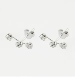 Sparkling CZ Triple Crawler Studs in Sterling Silver - Unique Earrings for a Touch of Glamour